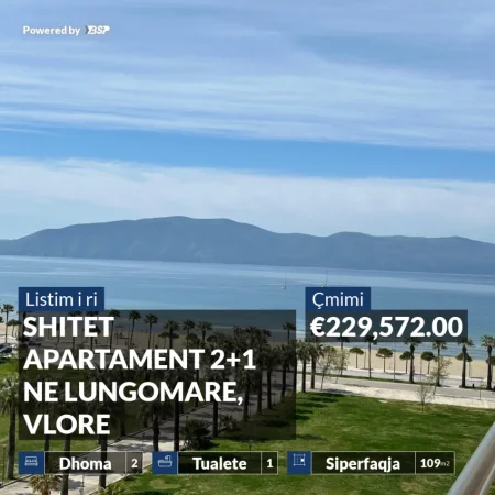 REZERVO PRONEN VETEM ME 500€! SHITET APARTAMENT 2+1 NE LUNGOMARE, VLORE
