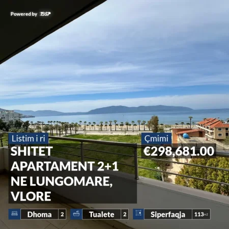 REZERVO PRONEN VETEM ME 500€! SHITET APARTAMENT 2+1 NE LUNGOMARE, VLORE