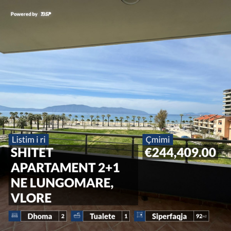 SHITET APARTAMENT 2+1 NE LUNGOMARE, VLORE