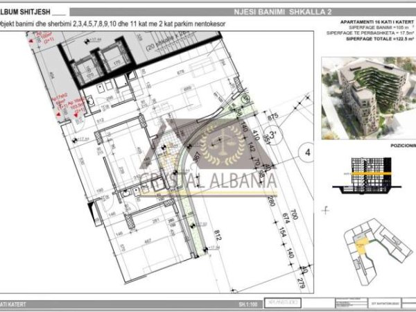 Tirane, shitet apartament 2+1+BLK Kati 4, 122 m² 1.550 Euro/m2 (Bulevardi "Bajram Curri")