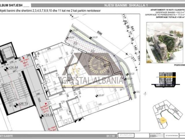 Tirane, shitet apartament 2+1+BLK Kati 6, 120 m² 1.550 Euro/m2 (Bulevardi "Bajram Curri")