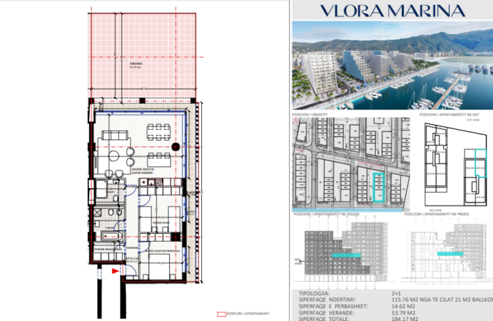 Shitet Apartament 2+1+2 ne Vlore, Vlora Marina