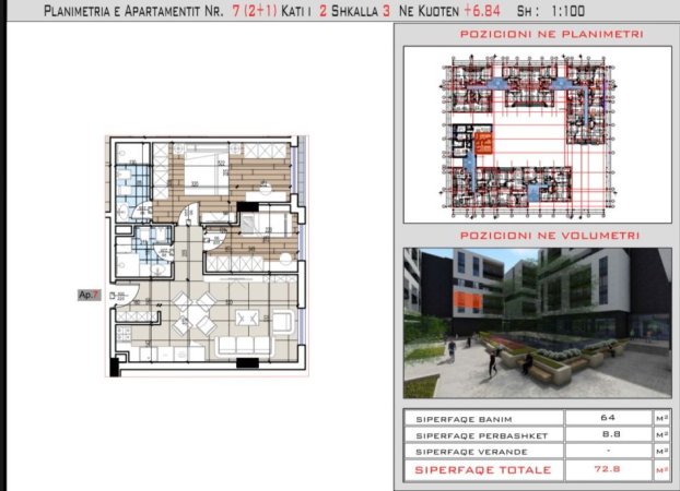 Apartament 2+1+2 per shitje ne rezidencen e banimit "Relux residence"