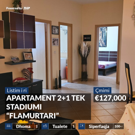 NE SHITJE APARTAMENT 2+1 TEK STADIUMI “FLAMURTARI” NE VLORE