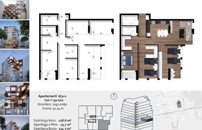 Apartament 3+1+2 ne zemer te Bllokut 134 m2 ne faze ndertimore