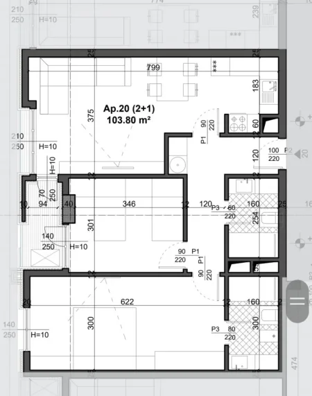 Shitet Apartamente 2+1 Te Fusha e Avacionit [ID P223]