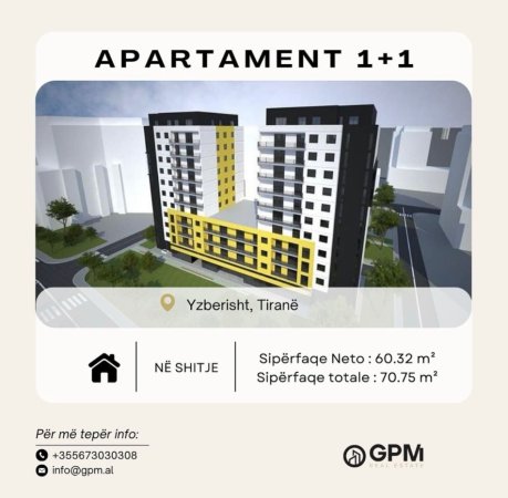 Apartament 1+1 ne shitje ne Yzberisht