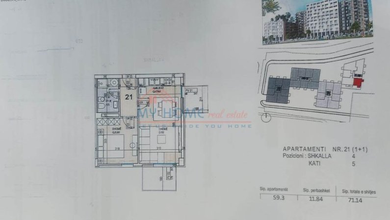 Apartament 1+1 ne shitje tek ASL 2 ne Tirane