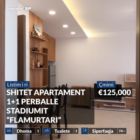 APARTAMENT 1+1 PERBALLE STADIUMIT “FLAMURTARI”, VLORE