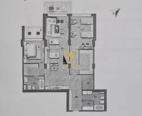 SHITET APARTAMENT 2+1+2 TE KOMPLEKSI DOWNTOWN ONE , RR. E ELBASANIT 775.000 EURO