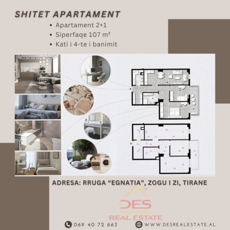 🏢SHITET APARTAMENT 2+1, RRUGA “EGNATIA", ZOGU I ZI, TIRANË