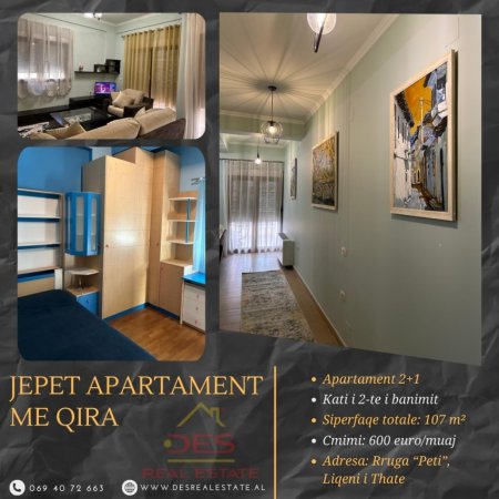 JEPET APARTAMENT ME QIRA 2+1 LIQENI I THATE, TIRANË