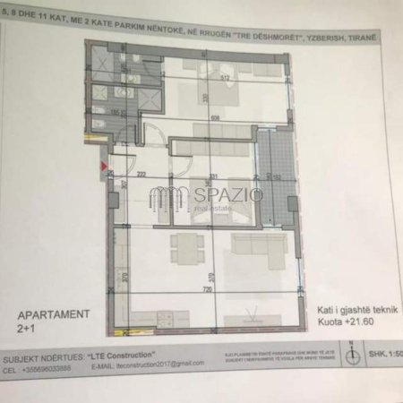 Tirane, shitet apartament 2+1+BLK Kati 5, 104 m² 84.000 Euro (Yzberisht)