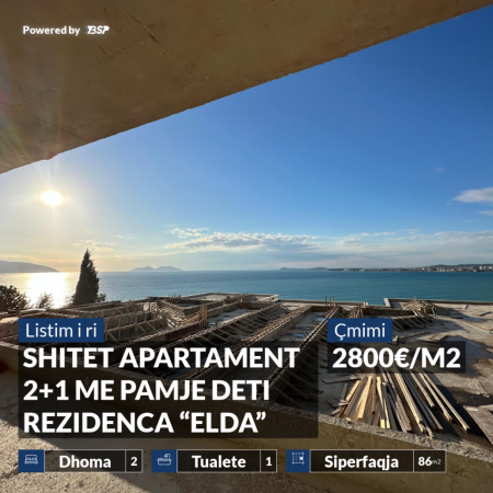 SHITET APARTAMENT 2+1 ME KESTE TE REZIDENCA “ELDA”, VLORE