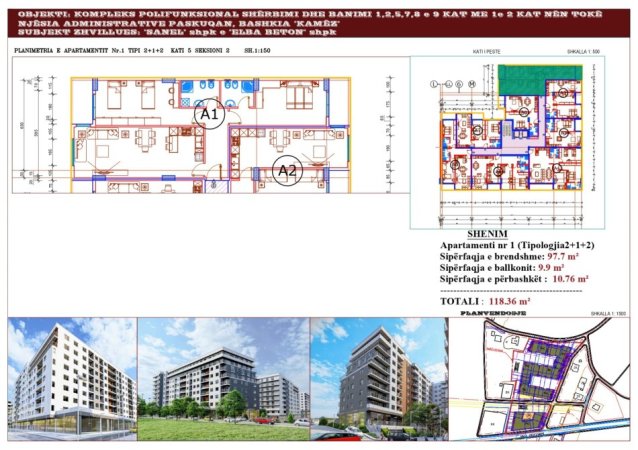 Tirane, shitet apartament 2+1+Ballkon, Kati 3, 120 m2 1,100 € (Paskuqan)