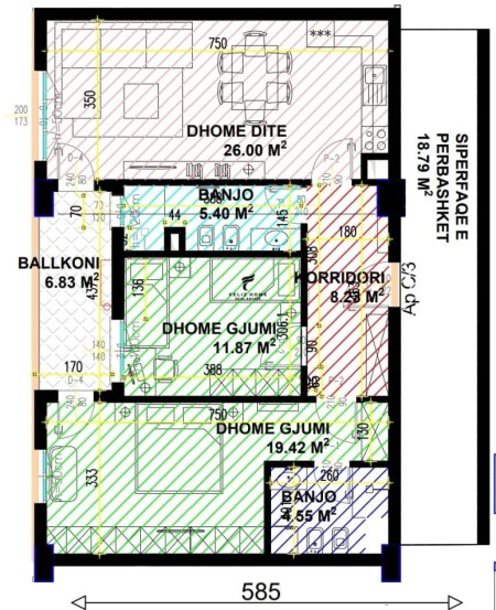 Tirane, shitet apartament 2+1, Kati 1, 114 m2 190,000 € (21 DHJETORI)