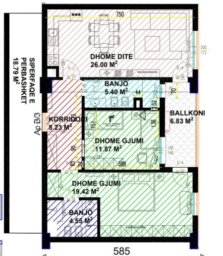 Tirane, shitet apartament 2+1, Kati 1, 114 m2 190,000 € (21 DHJETORI)