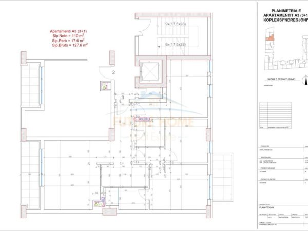 Tirane, shitet apartament 3+1+Ballkon, Kati 3, 128 m2 185,000 € (Bulevardi i Ri)