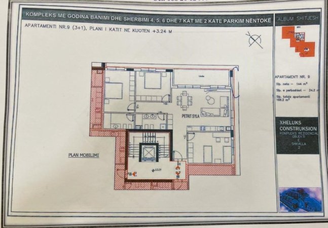 Tirane, shes apartament 3+1+Ballkon, Kati 4, 168 m² 259,600 € (Rruga e Elbasanit, Tirane)