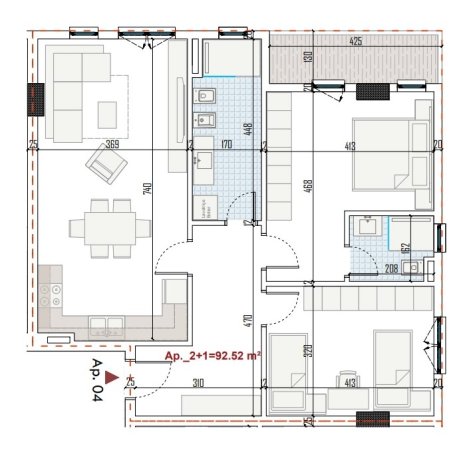 Shqiperi, shes apartament 2+1, Kati 1, 107 m² 107,000€ (Paskuqan)