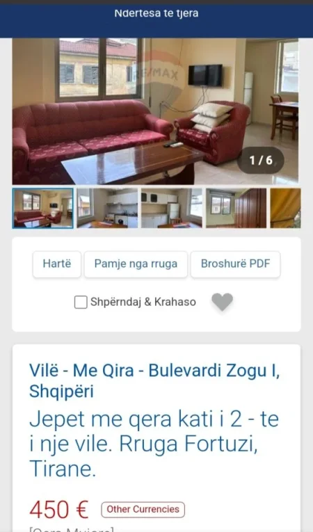 Tirane, jepet me qera apartament 2+1, Kati 2, 70 m² 450 € (Rruga Fortuzi)