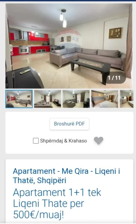 Tirane, jepet me qera apartament , Kati 1, 70 m² 500 € (Liqeni Thate)