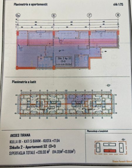 Tirane, shitet apartament 3+1, , 128 m² 151,600 € (Apartament 3+1+ 1 post parkimi për shitje tek Rruga &quot;Migjeni&quot;)