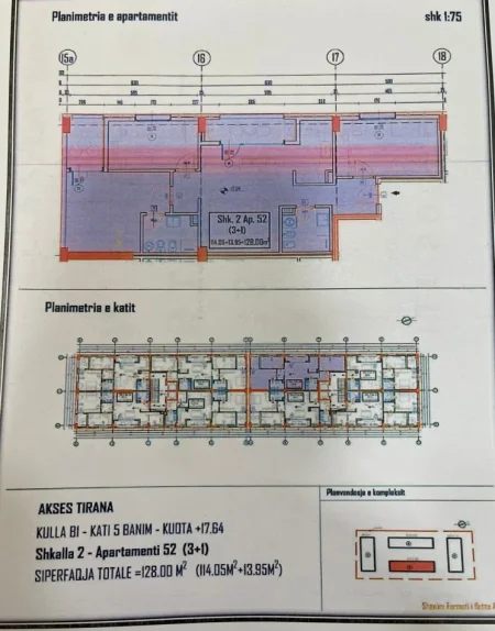 Tirane, shitet apartament 3+1, , 128 m² 151,600 € (Apartament 3+1+ 1 post parkimi për shitje tek Rruga "Migjeni")