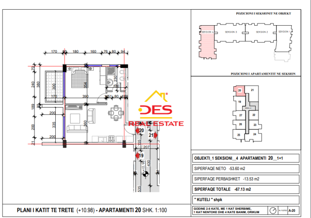 Vlore, shitet apartament 1+1+Ballkon, Kati 3, 66 m² (Orikum)