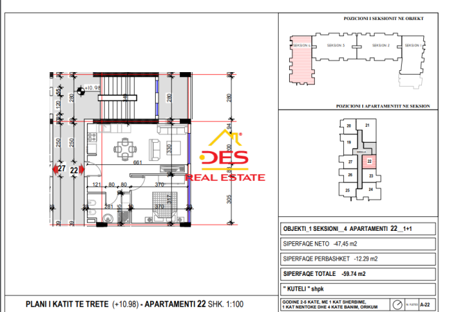 Vlore, shitet apartament 1+1+Ballkon, Kati 3, 66 m² (Orikum)