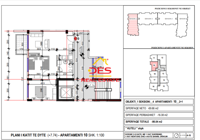 Vlore, shitet apartament 2+1+Ballkon, Kati 2, 86 m² (Orikum)