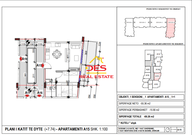 Vlore, shitet apartament 2+1+Ballkon, Kati 2, 89 m² (Orikum)