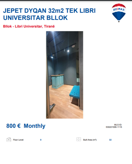 Tirane, jepet me qera ambjent biznesi , , 35 m² 800 € (TEK LIBRI UNIVERSITAR BLLOK)