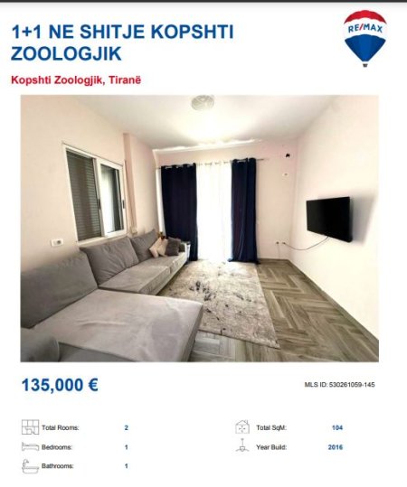 Tirane, shitet apartament 1+1, Kati 2, 104 m² 135,000 € (KOPSHIT ZOOLOGJIK)
