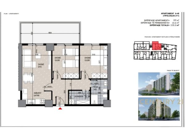 Tirane, shitet apartament 2+1, Kati 6, 109 m² 141,000 € (Fusha Aviacionit)