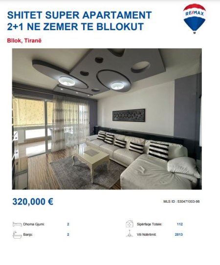 Tirane, shitet 2+1, Kati 5, 110 m² 320,000 € (BLLOK RRUGA BRIGADAVIII)