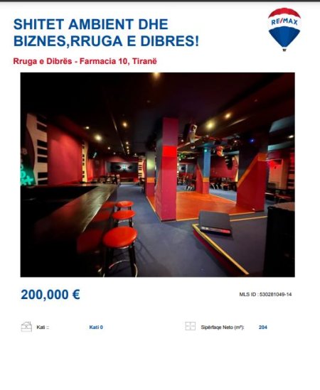 Tirane, shitet lokal , , 204 m² 200,000 € (RRUGA E DIBRES FARMACIA 10)