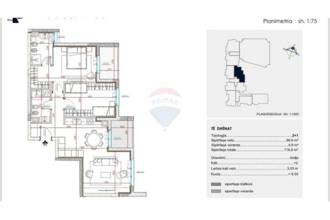 Tirane, shitet 2+1, Kati 2, 116 m² 227,430 € (Bulevardi i Ri - Stacioni i Trenit)