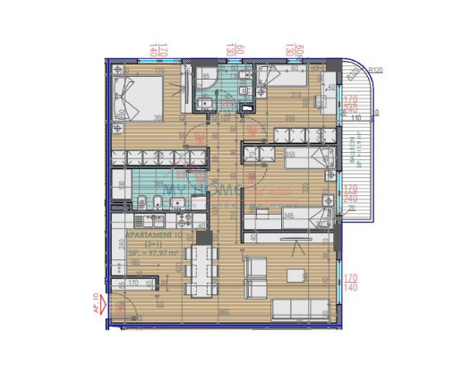 Tirane, jepet me qera apartament 3+1+Ballkon, Kati 3, 112 m² 550 € (Astir)