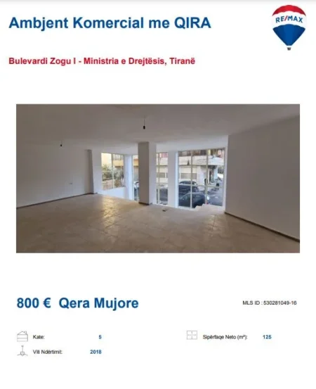 Tirane, jepet me qera dyqan , , 125 m² 800 € (BLV ZOGU I 1 MINISTRIA E DREJTESISE)