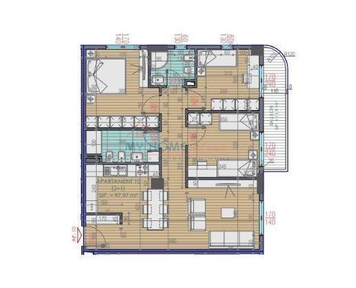 Tirane, shitet apartament 3+1+Ballkon, Kati 3, 112 m² 192,000 € (Astir)