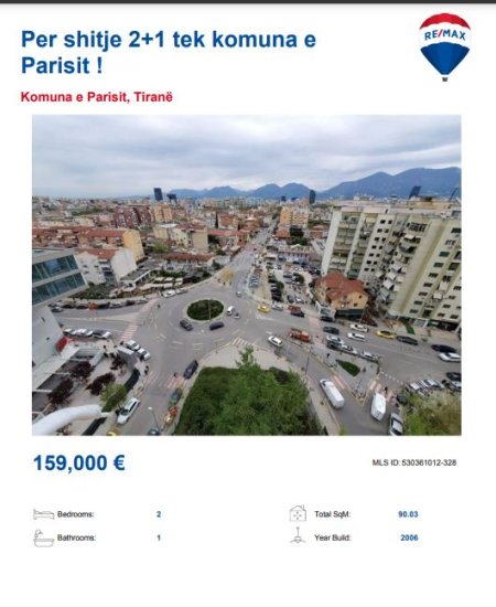 Tirane, shitet 2+1, Kati 8, 159,000 € (KOMUNA E PARISIT TE LULISHTJA)