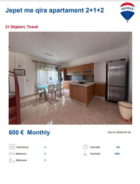 Tirane, jepet me qera apartament 2+1, Kati 8, 80 m² 600 € (TE 21 DHJETORI)