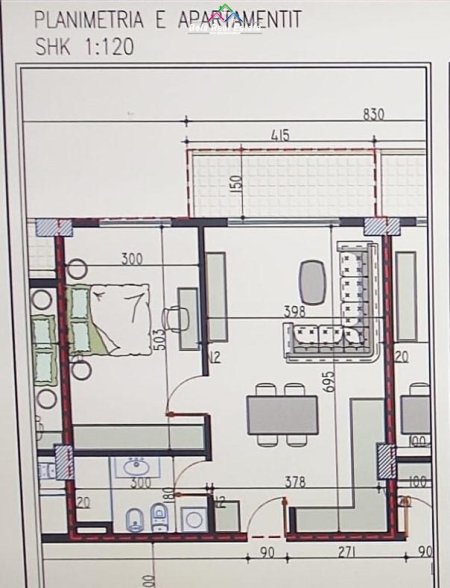 Tirane, shes apartament 1+1 Kati 4, 70 m² 66,600 € (paskuqan)