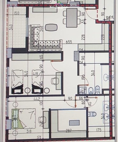 Tirane, shes apartament 2+1 Kati 3, 107 m² 101,500 € (paskuqan)