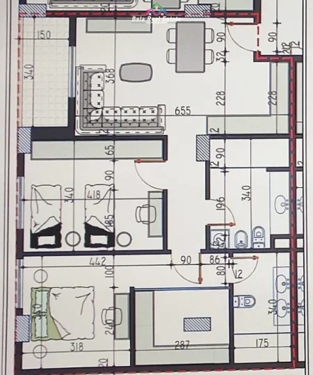 Tirane, shes apartament 2+1 Kati 3, 107 m² 101,500 € (paskuqan)