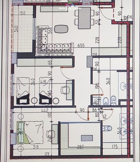 Tirane, shes apartament 2+1 Kati 3, 107 m² 101,500 € (paskuqan)