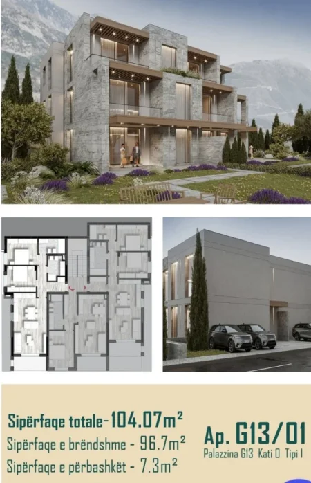 Palase, shitet apartament 2+1 Kati 0, 104 m²