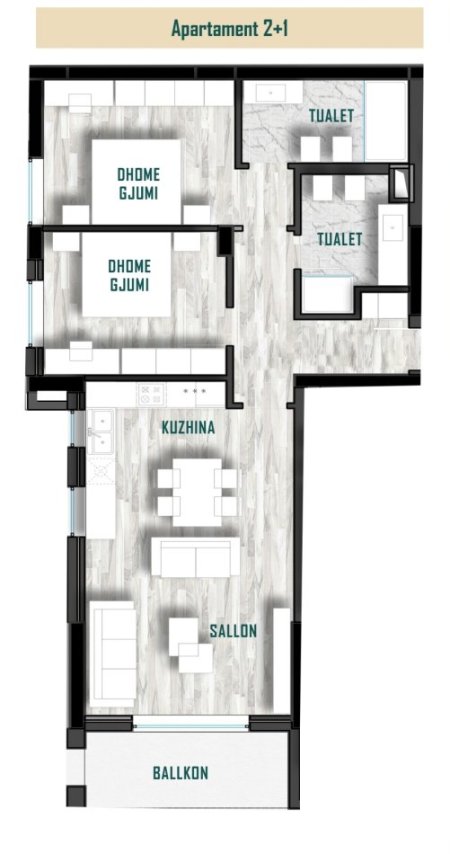 Palase, shitet apartament 2+1 Kati 0, 104 m²