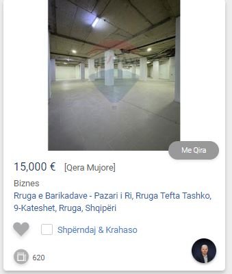 Tirane, jepet me qera ambjent biznesi Kati -1, 620 m² 15,000 € (TEK 9 KATESHET)